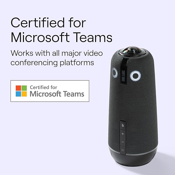 Meeting Owl 4+ 360-Degree, 4K Smart Video Conference Camera, Microphone, and Speaker (Automatic Speaker Focus, Smart Zooming, Noise Equalizing, Certified for Microsoft Teams)