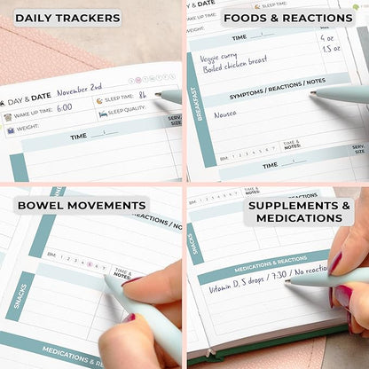 Clever Fox Food Sensitivity Journal Pocket – Daily Intolerance & Symptom Log for IBS, Diabetic, Low Fodmap, Elimination Diet – Health Tracker, 3.7x6.7 (Forest Green)