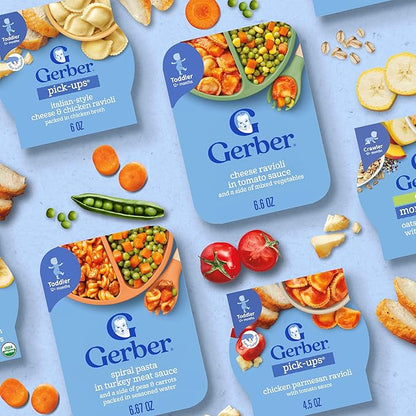 Gerber Toddler Food, Italian-Style Cheese & Chicken Ravioli Pick-Ups, 8PK
