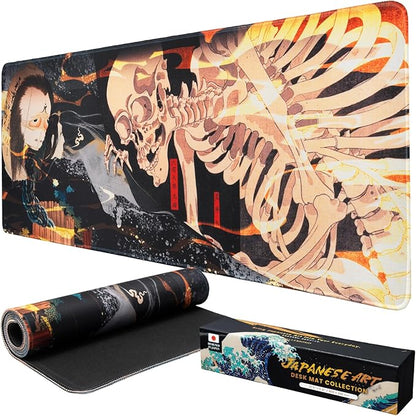 BELLEMOND Japanese Art Desk Mat | Large 31.5x11.8in Desk Pad | Mouse Pad for Keyboard & Mouse | Non-Slip Base, Water-Repellent, Smooth Precision | Yokai Rising