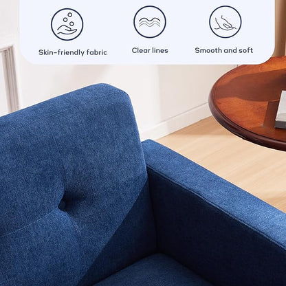 HUIMO Living Room Set, Button Tufted Living Room Furniture Sets, Upholstered Modern Couch Set with Solid Frame, Deep Seat Sofa Set for Living Room, Office (Dark Blue, 2 Piece Set-loveseat+Chair)