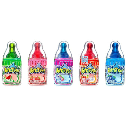 Baby Bottle Pop Christmas Candy Lollipop, 18 Ct Bulk Lollipops w/ Dipping Powder in Assorted Fruity Flavors, Full Size, Individually Wrapped Hard Candy For Party Favors, Stocking Stuffers, Kids Gifts