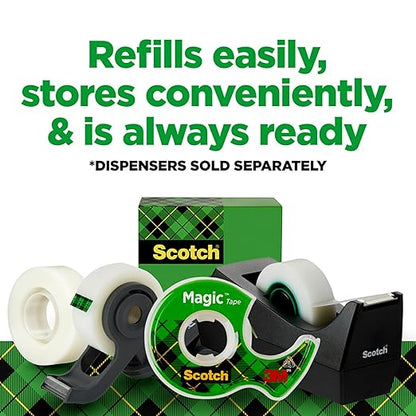 Scotch Magic Tape, Invisible, Home Office Supplies and School Supplies for College and Classrooms, 18 Refill Tape Rolls, Create Halloween Crafts