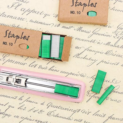 NatSumeBasics 4000 Green Staples #10 Colored Staples for Mini Stapler Refill, No. 10 Staple Smaller Than Standard Staple (Green)