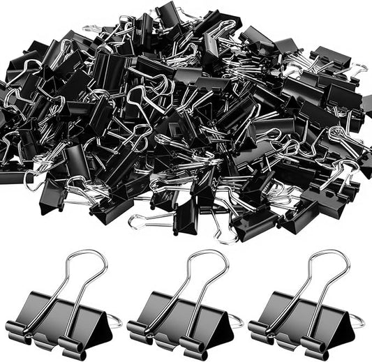 OWLKELA 160 PCS Medium Binder Clips 1 Inch, Metal Paper Clamps Bulk, Black Clips for Home, School and Office Supplies
