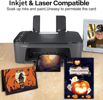 24 Sheets Black Cardstock 8.5 x 11 Black Paper, Goefun 80lb Card Stock Printer Paper for Halloween, Invitations, Scrapbooking, Crafts, DIY Cards