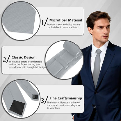 Fineknot Black Ties for Men, Formal Neckties for Men, Solid Color Mens Ties for Business, Wedding, Party, Mens Neck Tie