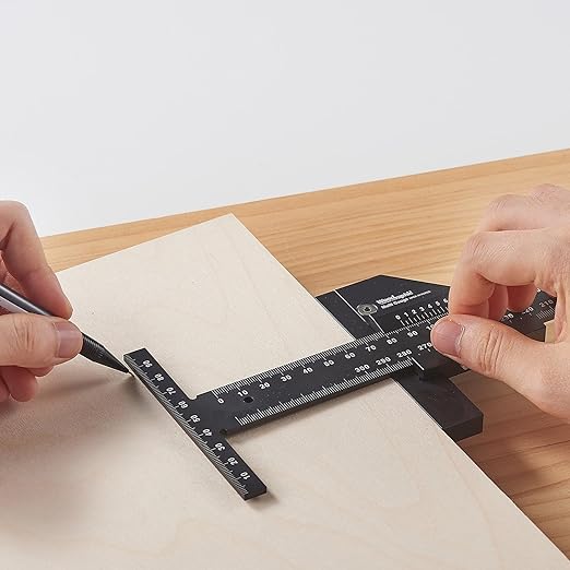 Scriber Gauge – Precision Marking Tool, Measuring Ruler, Layout Square, Thickness Gauge, CNC Aluminum Woodworking Tool for Joinery, Framing, Cabinet - Professional Classic Model (300mm)