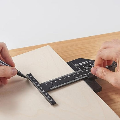 Scriber Gauge – Precision Marking Tool, Measuring Ruler, Layout Square, Thickness Gauge, CNC Aluminum Woodworking Tool for Joinery, Framing, Cabinet - Professional Classic Model (300mm)