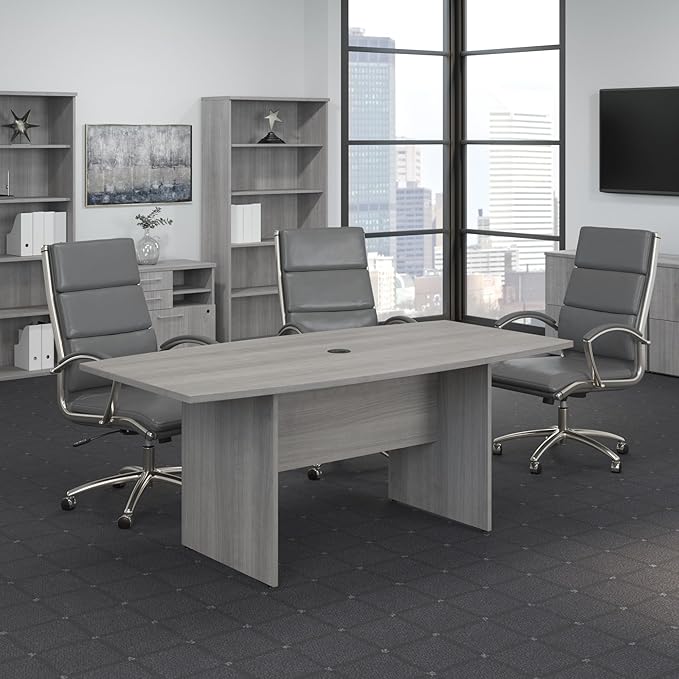 Bush Business Furniture 72-inch Office Conference Table with Wood Base, Boardroom Meeting Space for 6 Users, Platinum Gray