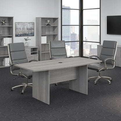 Bush Business Furniture 72-inch Office Conference Table with Wood Base, Boardroom Meeting Space for 6 Users, Platinum Gray
