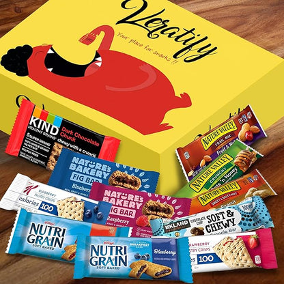 Veratify - Healthy Mixed Snack Box & Snacks Gift Variety Basket - Perfect for Men, Women, Adults, Office, School, College, Work - Variety Assortment Gift Basket - (Gift Care Package 66 Count)