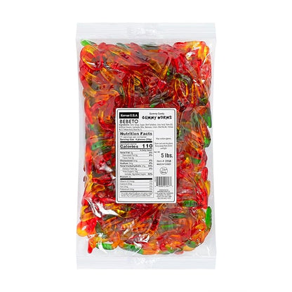 Kervan Candy Bebeto Gummy Worms - Fruity, Soft & Sweet Gummy Candy Bulk for Kids, Gift Snacks and Parties - Classic Worms Gummies Big Party Size Bag (5 lbs)