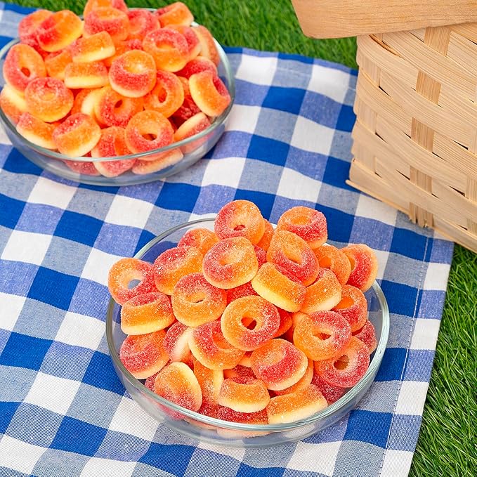 Kervan Candy Bebeto Peach Rings - Fruity, Soft, Sweet & Sour Gummy Candy Bulk for Kids, Gift Snacks and Parties - Peach Gummies Big Party Size Bag (5 lbs)