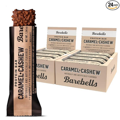 Barebells Protein Bars Caramel Cashew - 12 Count, Pack of 2 - Protein Snacks with 20g of High Protein - Chocolate Protein Bar with 1g of Total Sugars - Perfect on The Go Protein Snack & Breakfast Bars…