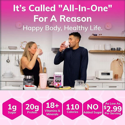 INVIGOR8 Superfood Grass Fed Whey Protein Isolate Shake Natural Strawberry Gluten-Free and Non GMO Meal Replacement with Probiotics and Omega 3 (645g)