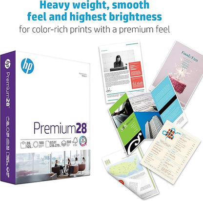 HP Printer Paper | 8.5 x 11 Paper | Premium 28 lb | 1 Ream - 500 Sheets | 100 Bright | Made in USA - FSC Certified | 205200R