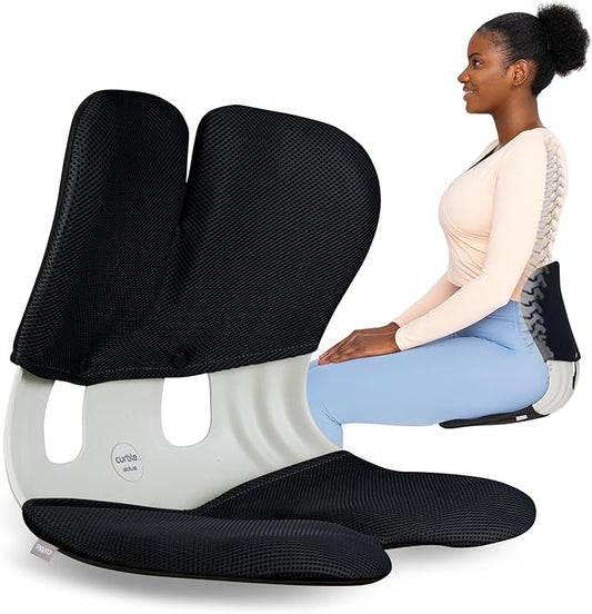 curble Grand(Extra Wide&Sturdy) Cover Set – Ergonomic Back Support Chair with Detachable Cover, Lumbar Support for Posture Correction & Lower Back Pain Relief, Perfect for Home & Office(Set Black)