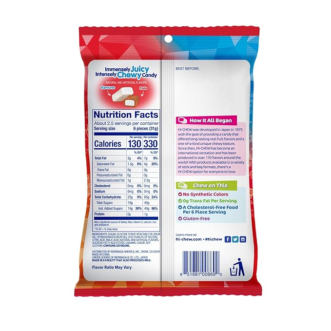 HI-CHEW Soda Pop Mix Peg Bag 2.82oz, Pack of 6