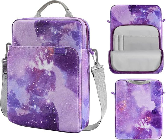 MoKo 13.3-14 Inch Laptop Sleeve Bag Fits MacBook Pro M3/M2 14" 2023,MacBook Pro 13" M2,New MacBook Air 13.6" M3/M2 2024,Tab S8 Ultra 14.6",Handle Carrying Case with Shoulder Strap,Purple Starry Sky