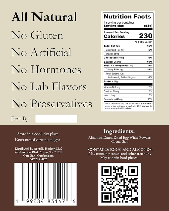 CuraBar Protein Bars – Chocolate Sea Salt, 17g Protein, Low Carb, Gluten Free, Dairy Free, Healthy Snack, Seed Oil Free, No Artificial Ingredients, 12 Count