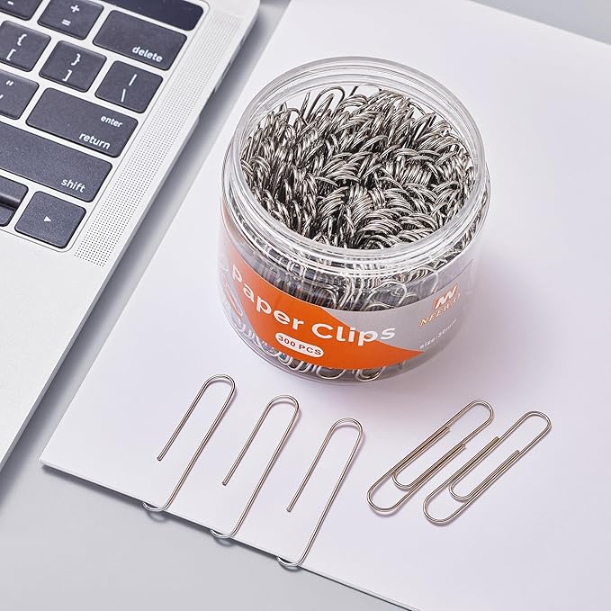 NEEWAY 300pcs Large Paper Clips, Jumbo Paper Clip, 2 Inch Paperclips (Pack of 2)