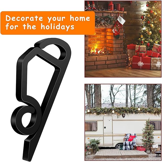 120 Pcs Christmas Light Clips Outside Gutter Hooks - Plastic Holiday Gutter Light Weatherproof Hooks for Halloween Christmas Roof Tree Hanging Outdoor Decoration String Lights (Black)
