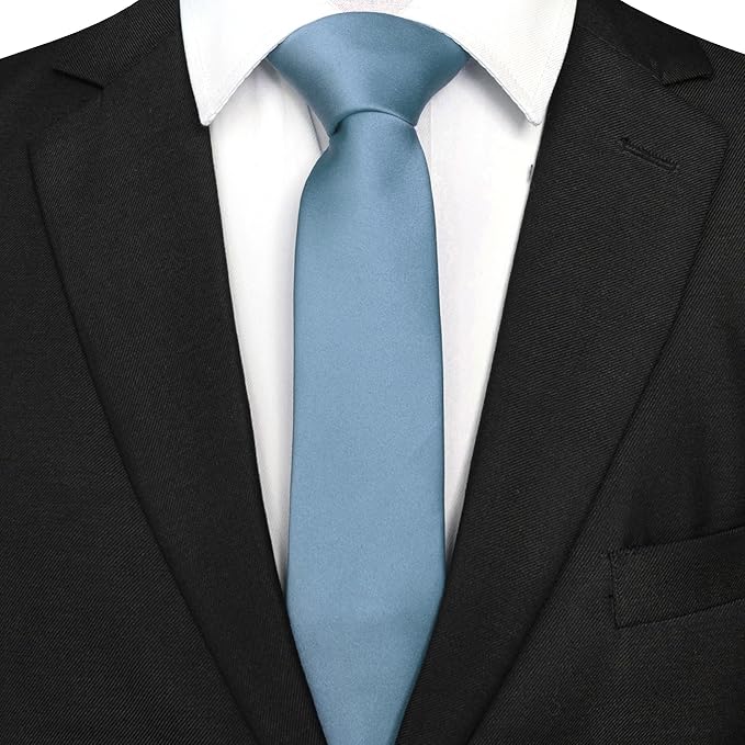 RBOCOTT 2.4“ Solid Color Skinny Tie Business Wedding Necktie for Men(6cm)