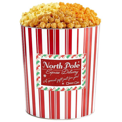 The Popcorn Factory Tins With Pop® 3.5 Gallon North Pole Express Delivery 3 Flavor