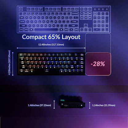 Keychron K6 HE 65% Wireless Mechanical Keyboard, 2.4GHz & Bluetooth, Gateron Double-Rail Magnetic Switch, Shine-Through PBT Keycaps, Aluminum Frame, Compatible with Windows/Mac – Black