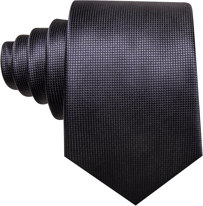 Barry.Wang Tie Sets for Men Silk Solid Necktie Stain Ties Handkerchief Pocket Square Cufflinks Wedding Business Dyed