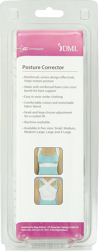 DMI Posture Corrector, Unisex, White, Criss-Cross Foam Bands, Extra Large, 46" to 48" Chest Size (Pack of 2)