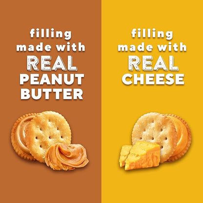 RITZ Peanut Butter and Cheese Sandwich Crackers Variety Pack, Lunch Snacks, 32 Snack Packs (6 Crackers Per Pack)