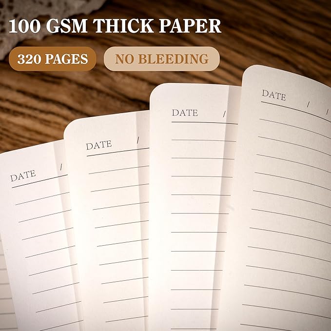 CAGIE Lined Journal Notebook for Men Women 320 Pages Leather Journals for Writing A5 Thick Hardcover Journaling Notebooks for Work Note Taking Diary, 5.7x8.3 in, Dark Brown