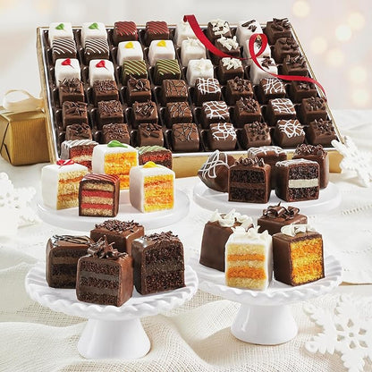 The Swiss Colony Petits Fours Variety Assorted Traditional, Brownie, Chocolate Lover's & Liqueur Mini Layer Cakes Gourmet Dessert Gift – Cake Assortment, Petits Fours Cakes, Celebrate