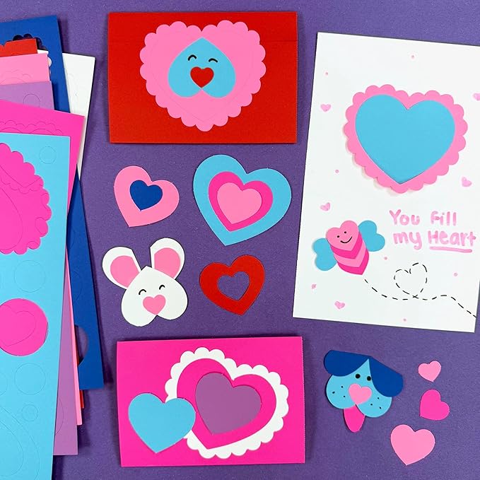 397-Piece Valentine’s Day Punch-Out Paper Craft Kit for Kids, Precut Cardstock Shapes for DIY Valentine Cards, Classroom Exchange, Gift Tags, Party Crafts & Card Making