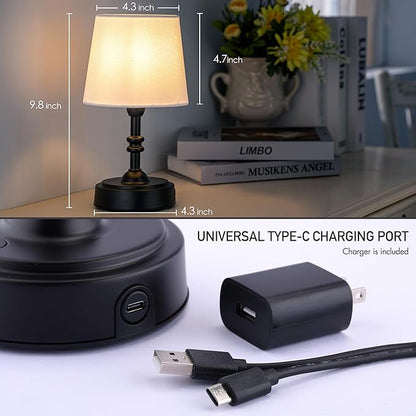 O’Bright Seraph mini – Cordless LED Table Lamp with Dimmer, Built-in Rechargeable Battery, 3-Level Brightness, Patio Table Lamp, Bedside Night Lamp, Ambient Light for Restaurant, Black
