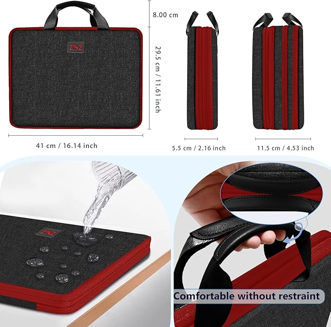 ZINZ Laptop Case 15 15.6 16 inch Sleeve, Expandable Computer Hand Bag with Multi-pockets Compatible with MacBook Pro 16 inch M4/M3/M2/M1, MacBook Air/Pro 15 inch and 15-16 inch Notebooks，B01RD01