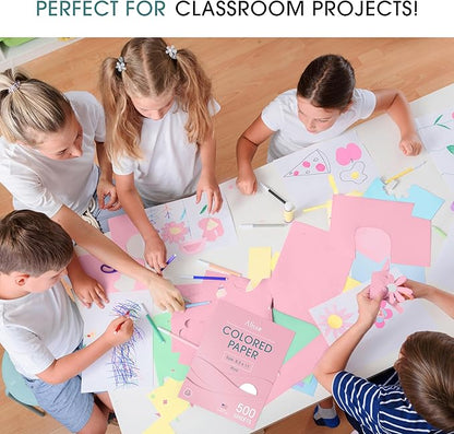 Colored Paper 500-Sheets - Pink Paper, 8.5 x 11 Colored Printer Paper, Arts & Crafts, DIY Projects - School & Office Supplies - Pastel Copy Paper, 1 Ream, Made in the USA