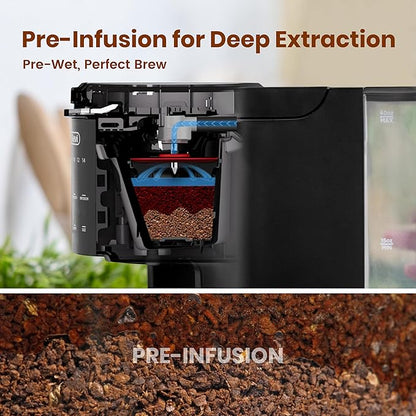 Gevi Single Serve Coffee Maker for K Cup and Ground Coffee, Pod Coffee Maker with 40oz Water Reservoir, 6 to 14 oz. Brew Sizes, Black