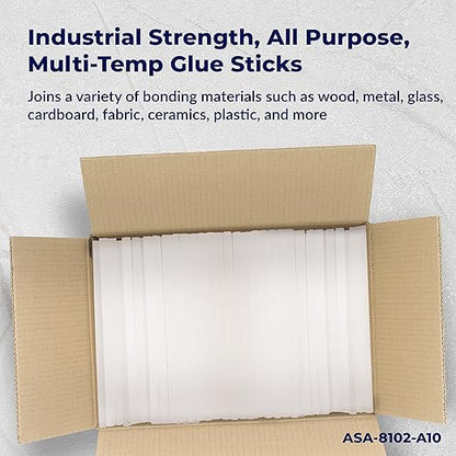 ASA 7/16" x 10" Long. Clear Industrial Full Size Hot Melt Glue Sticks. High Temp Good for, Plastic, Woodworking Fabric, Ceramic, Corrugated Materials, and Fabric, 25 lbs (Approx. 483 Sticks)