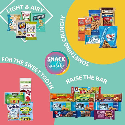 Gift A Snack - Halloween Trick or Treats Healthy Snack Box Care Package + Greeting Card (50 Count) Birthday Treats Gift Basket, Nutritious Granola Breakfast Bars, Office Food Assortments