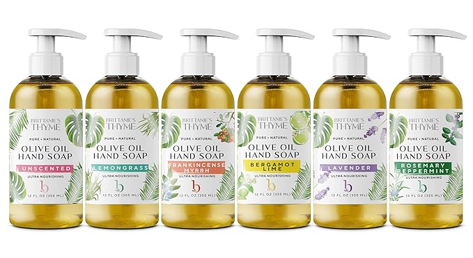 Brittanie’s Pure Castile Liquid Soap Refill, Rosemary/Lavender/Frankincense, 12 Ounce Pack of 3 | Dish Soap, Hair & Body, Home, Gentle and Pure, Made with Natural Luxurious Oils, Vegan & Gluten Free