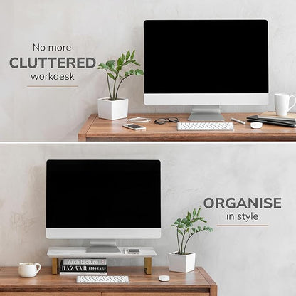 Anji Mountain Monitor Stand - Desktop Organizer & Laptop Riser, Ergonomic Monitor Riser, Space-Saving Monitor Stand for Desk, Durable Construction, Easy Assembly, Ideal for Home & Office,Natural