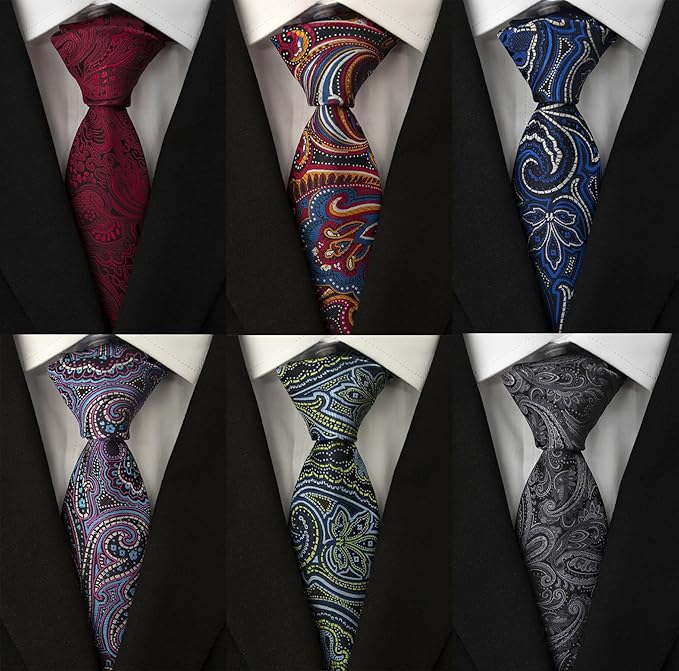 Adulove Men's Necktie Classic Silk Tie Woven Jacquard Neck Ties 6 PCS