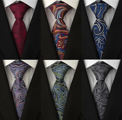 Adulove Men's Necktie Classic Silk Tie Woven Jacquard Neck Ties 6 PCS