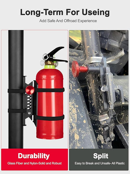 Adjustable Fire Extinguisher Mount, Easy Install on Roll Bar/ Cage Fire Extinguisher Holder, Quick Release Mounting Bracket for Jeep Wrangler JT TJ JKU JK JL UTV Cam-Am X3 Polaris RZR Ranger
