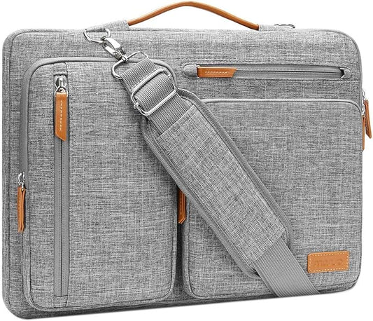 MOSISO 360 Protective Laptop Shoulder Bag,14 inch Computer Bag Compatible with HP Lenovo Dell ASUS Acer, HP, Dell Latitude, Lenovo,Side Open Messenger Bag with 4 Zipper Pockets&Handle, Gray