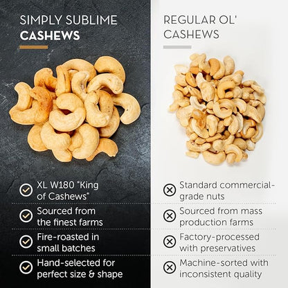 Simply Sublime Cashews, Roasted Lightly Salted – 20 x 1.2oz Single Servings – Jumbo, Hand Sorted & Flame Roasted with Himalayan Pink Salt – Gourmet Snack for Bourbon, Tequila, Champagne - 24oz