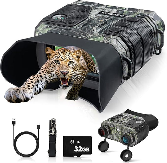 Night Vision Goggles, 4K Night Vision Binoculars for Adults, 36MP, 1300FT Range,8X Digital Zoom, 5000mAh Battery, Flashlight & Compass, Infrared Vision, 32GB Card, for Camping & Security